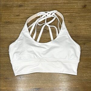 Lululemon cross back, white longline sports bra - Size 8